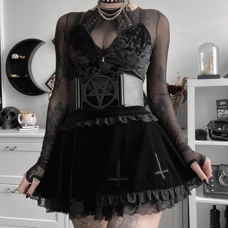 [GOTH] Black Mini Skirt Aesthetic 8563 (S/M/L)