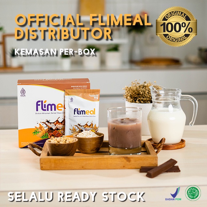 Flimeal by Flimty Meal Replacement Rasa Cokelat Coklat Susu Choco Milk isi  1 BOX 12 sachet 600 gram Pengganti Makan Cocok untuk Program Diet