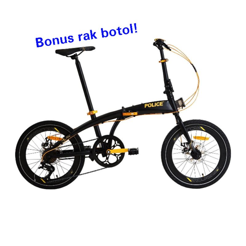 Sepeda lipat folding police MILAN 20 inch 2021 8SP BONUS rak botol