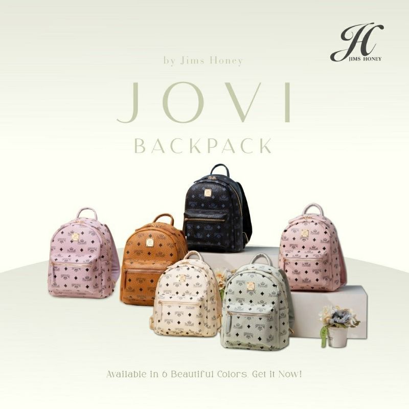 JIMS HONEY JOVI BACKPACK Tas Ransel Wanita Anak Remaja Kulit Jeruk Sintetis Grade A Jimshoney Ransel