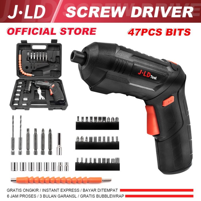 Mesin Bor obeng screwdriver JLD 4.2V set bor cordless. obeng scrub
