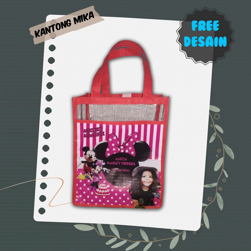 TAS SOUVENIR ULTAH ANAK KANTONG DEPAN MIKA