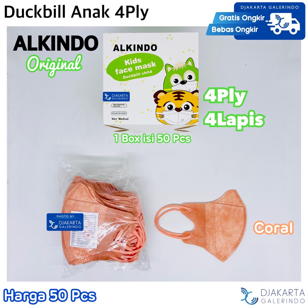 Masker Duckbill Anak 4Ply Alkindo isi 50Pcs