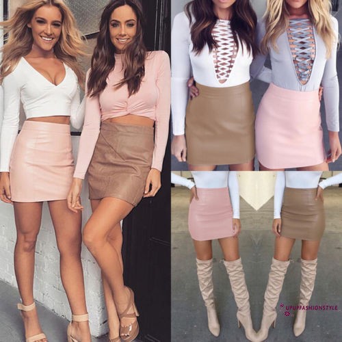 BAGUS BERKUALITAS MERAH PUTIH KUNING ANAK || Rok Mini Pensil Bodycon High Waist Bahan Kulit Sexy