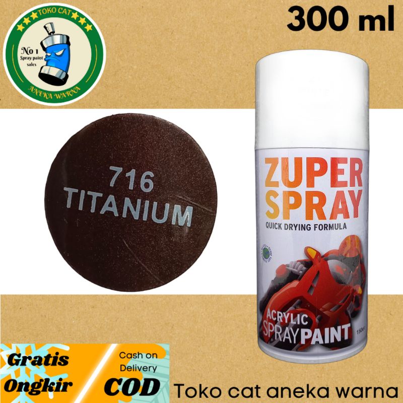 cat semprot 300cc titanium (doff) zuper spray produk dari rj london spray paint pilok pilox