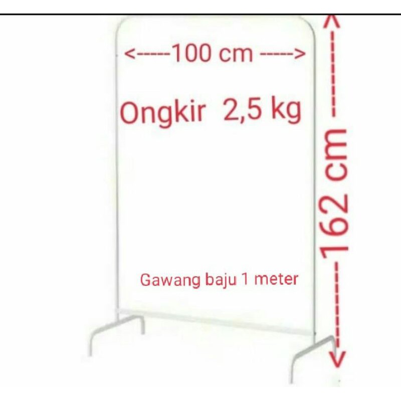 Gawang baju model putih 100 cm/ Gantungan Gawang  Baju Besi Fullcoating / Gantungan Baju gamisa /Gawang Baju Besi Putih Minimalis Full Coating Display Model ike/ Jemuran Baju Putih 1 m ( 100 cm )