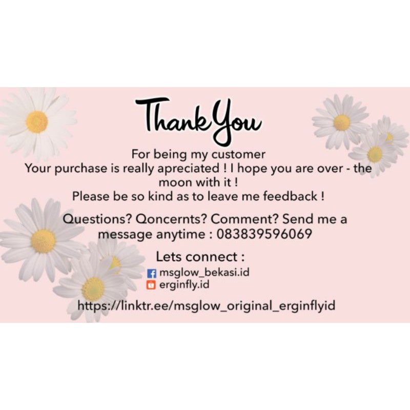 

(ISI 100 PCS) THANKS CARD COSTUMER