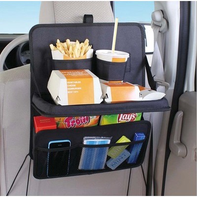 NYLON HITAM Set Car Seat Organizer Plus Meja Lipat Tas Multi Fungsi Belakang Jok Premium