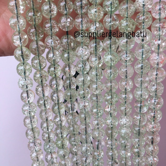 semi stone rutilated kuarsa quartz hijau 10mm green gelang kalung beads supplier aksesoris craft