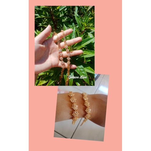 gelang xuping model bunga manik putih