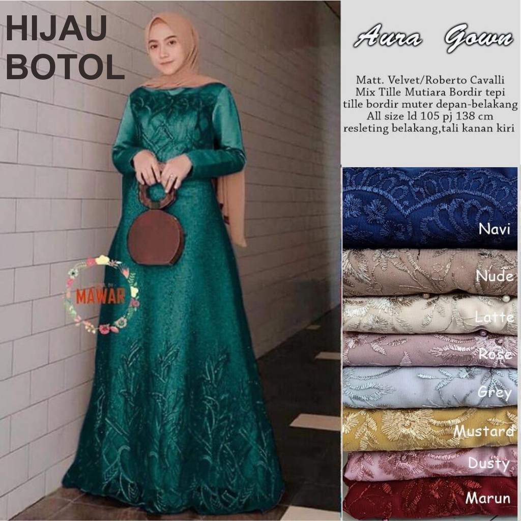 ADA JUMBO!! GAMIS BRUKAT MAXI DRESS TILLE WANITA HIJAB MUSLIM VELVET BRUKAT GAMIS KONDANGAN