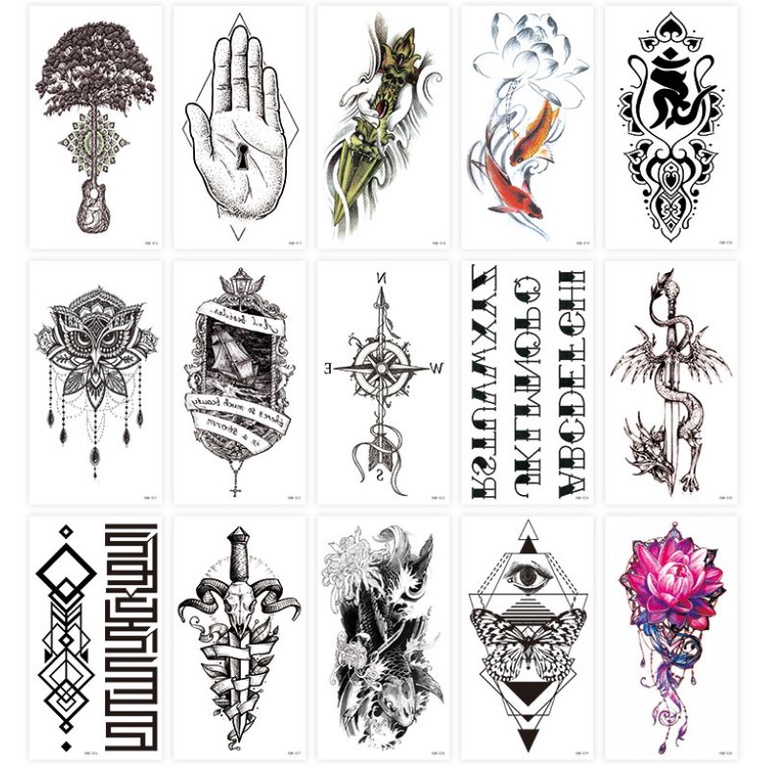 Tato Temporer XQB-001 - XQB-040 Ukuran 21x11.4cm Half arm Setengah lengan Tattoo Temporary Sementara Bertahan 1-7Hari  Tatoo