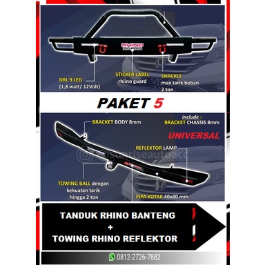 PAKET BUMPER Tanduk Depan Rhino+Towing Rhino UNIVERSAL