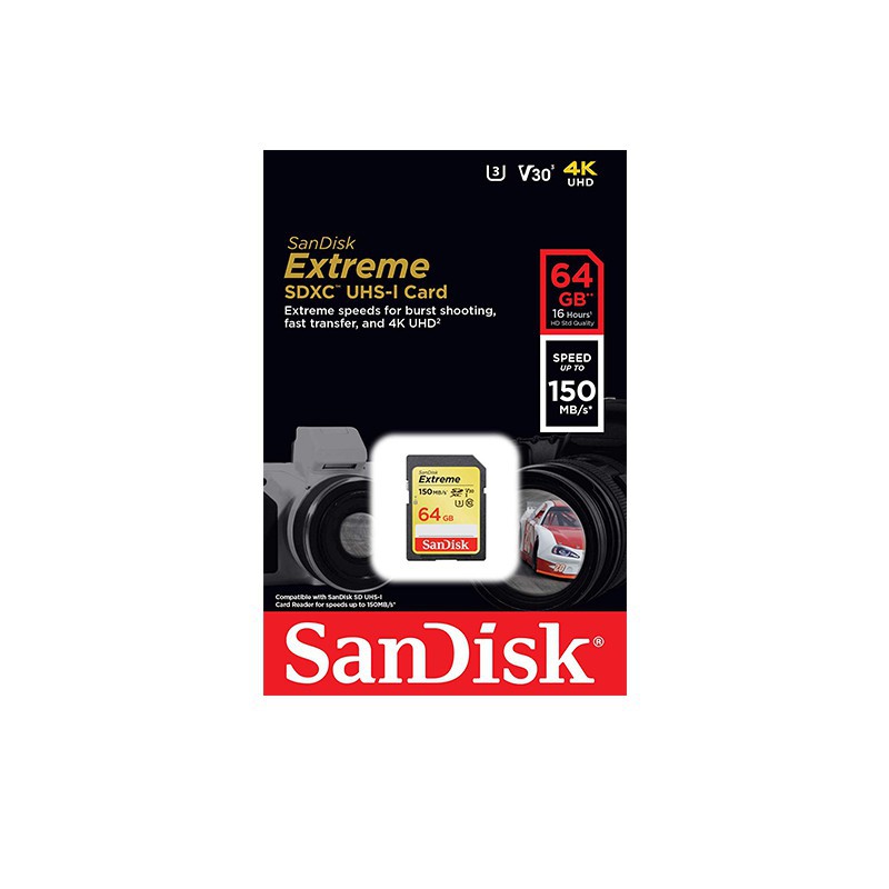 SD Card SanDisk Extreme 64GB SDHC UHS-I 4K U3 up to 170Mbps Original