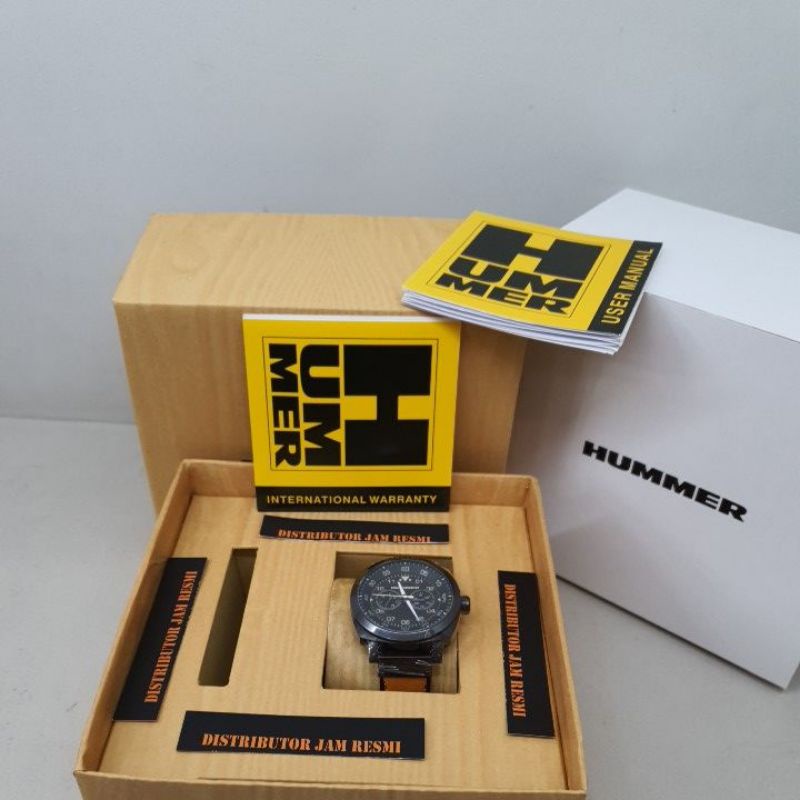 Jam Tangan Pria Humer HM1003-1734M Black Brown Black Leather Cronograph