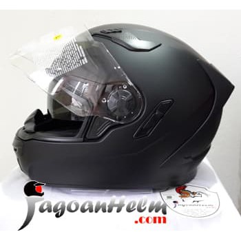 ZEUS Helm ZS813 | SOLID 813 Black DOFF | FullFace ZS-813 Double Visor