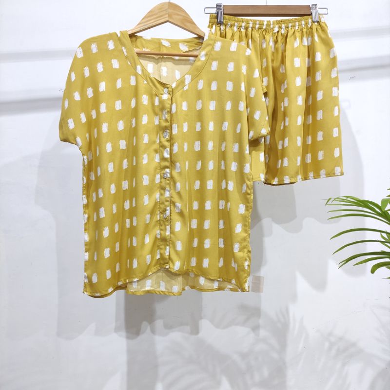 PIYAMA KANCING PENDEK HITS PIYAMA KANCING BUSUI | PIYAMA RAYON | HOMEWEAR-NK PD CC