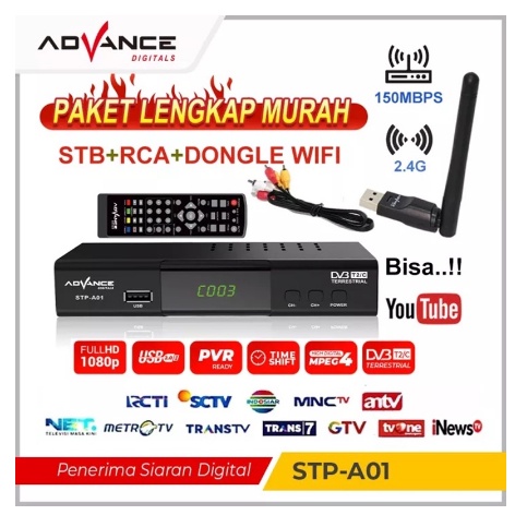 STB TV DIGITAL Advance STB Set Top Box TV Digital Receiver Penerima Siaran Full HD/ STB Wifi Bisa Yo