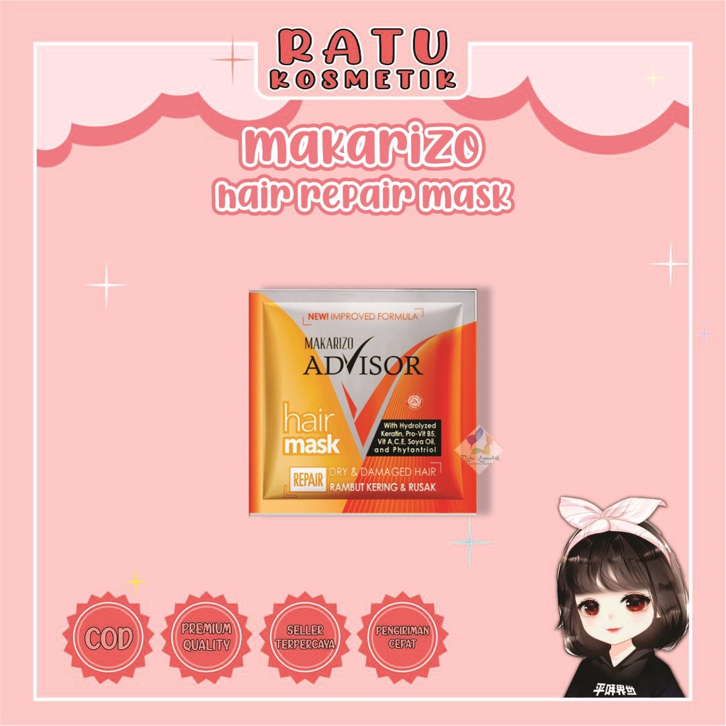 ❤ RATU ❤ Makarizo Repair Hair Mask Sachet, Tube | Masker Rambut Untuk Rambut Rusak (✔️BPOM)