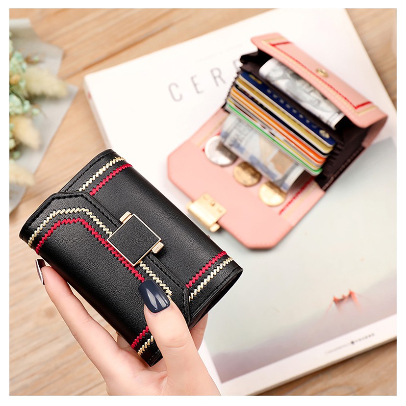 DOMPET LIPAT WANITA MINI SLOT KARTU IMPORT KULIT PENDEK KOIN MURAH EMPIRA IMPORT BATAM KOREA PREMIUM