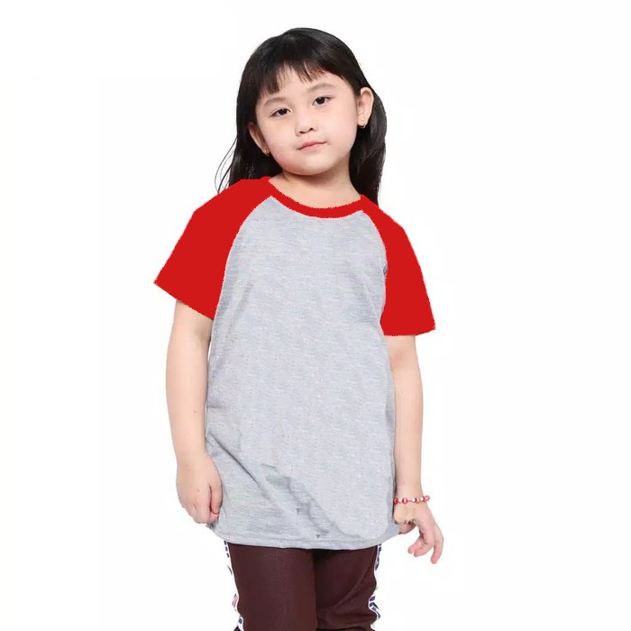 Kaos Raglan Anak | Polos | Lengan pendek | Ukuran 2-4-6-8 | Unisex Cewek Cowok