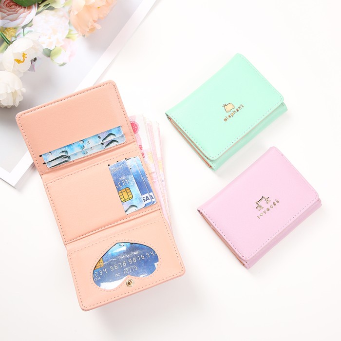 W33 Dompet Mini Wanita Motif Binatang Lucu Elegan Cewek Kartu Uang Foto Cantik Women Wallet Perempuan Kulit PU Leather Hitam Lipat Kecil Panjang  Korea Pria Cowok Laki Laki Cowo Import Premium Murah Tas Dompet Wanita Import Cewe Cantik