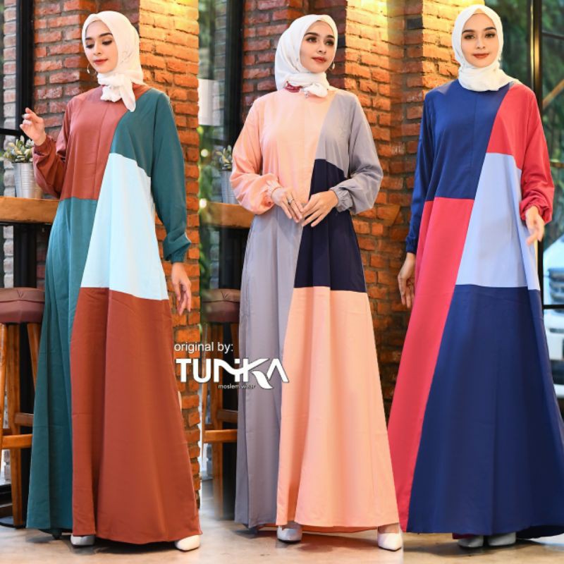 TUNIKA Gamis Kombinasi Polos
