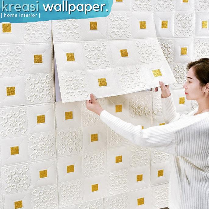Wallpaper Dinding 3D Foam Batik Klasik Sticker Plafon | 70x70 cm BERMUTU Kode 1052