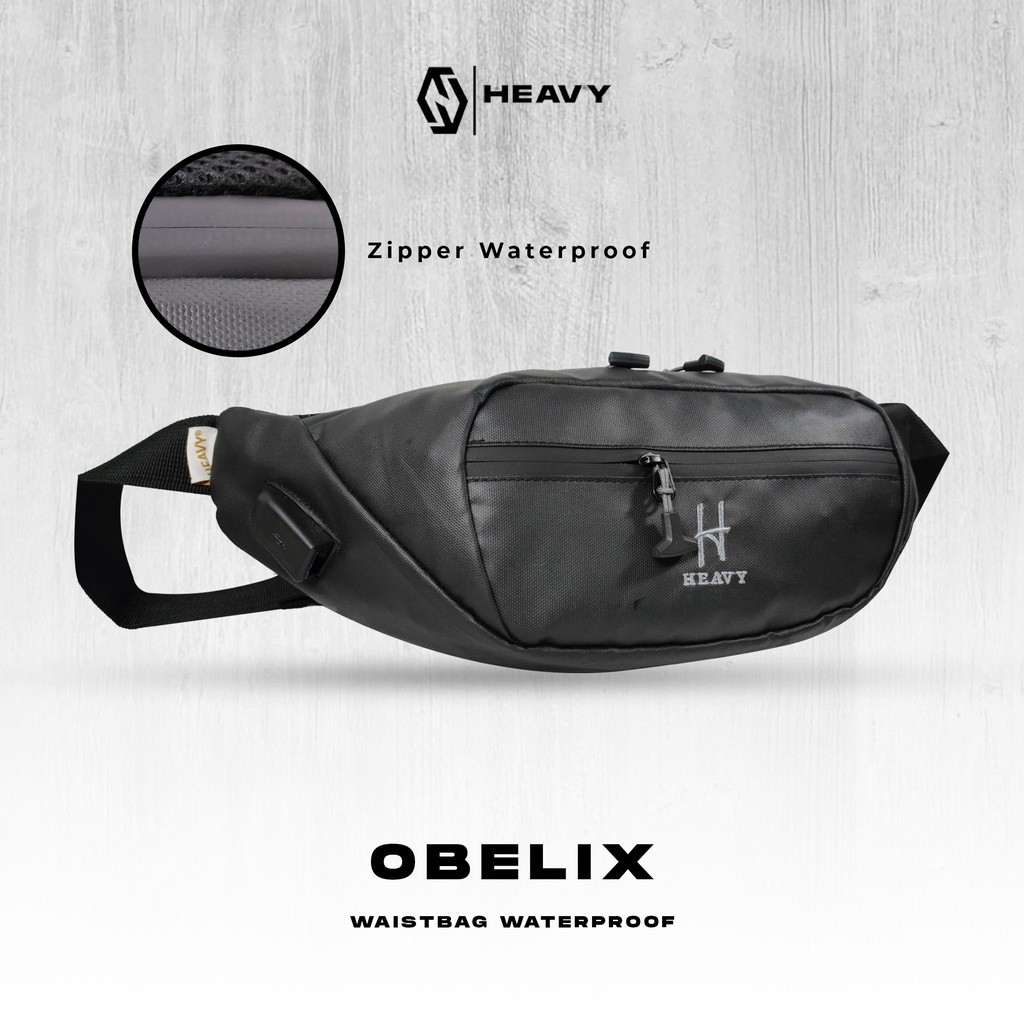 Tas Selempang Pria Heavy - Waistbag Waterproof Obelix Series USB flash | Tas Pinggang Pria Casual