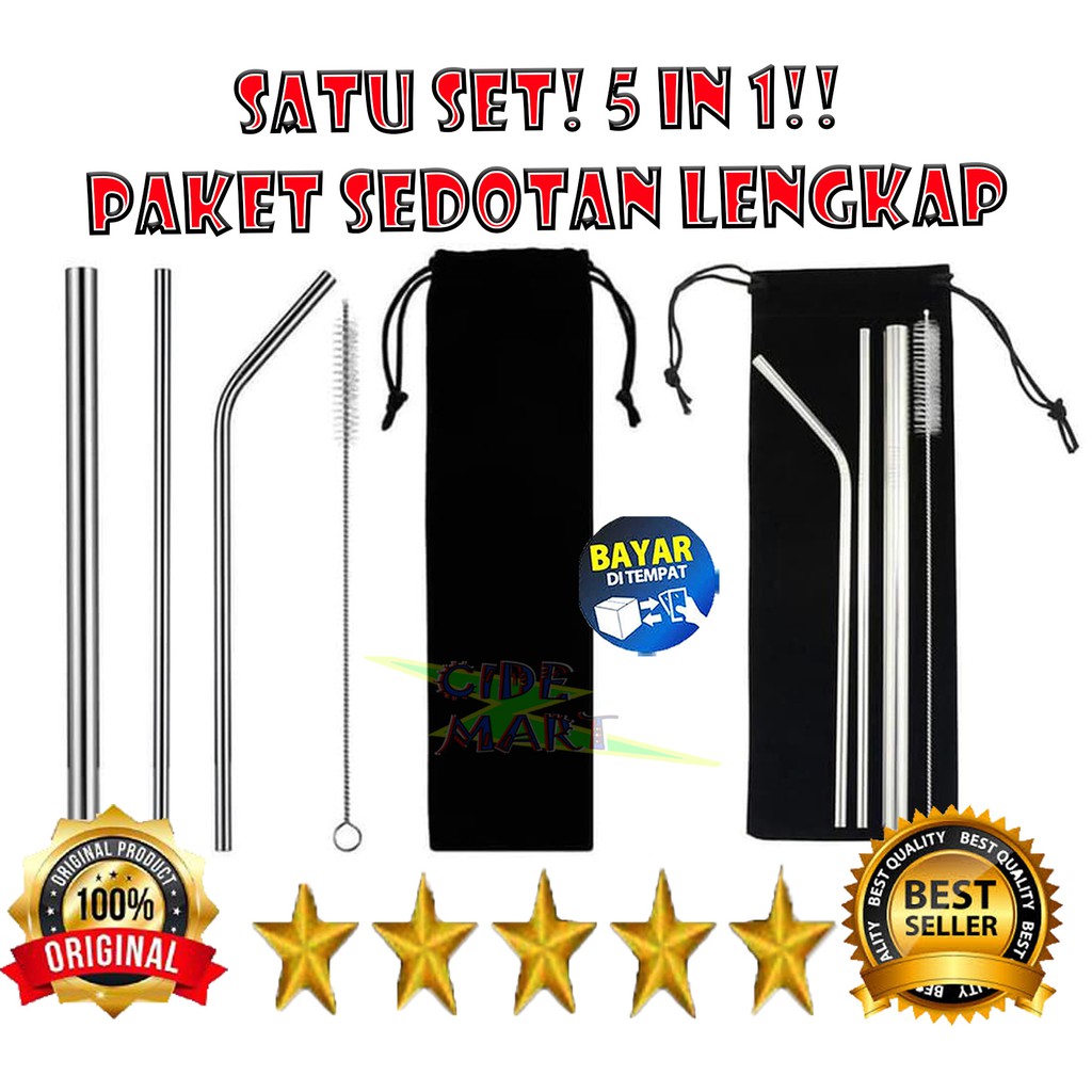 [5 PCS] SEDOTAN STAINLESS STEEL / SEDOTAN BESI / SEDOTAN RAMAH LINGKUNGAN