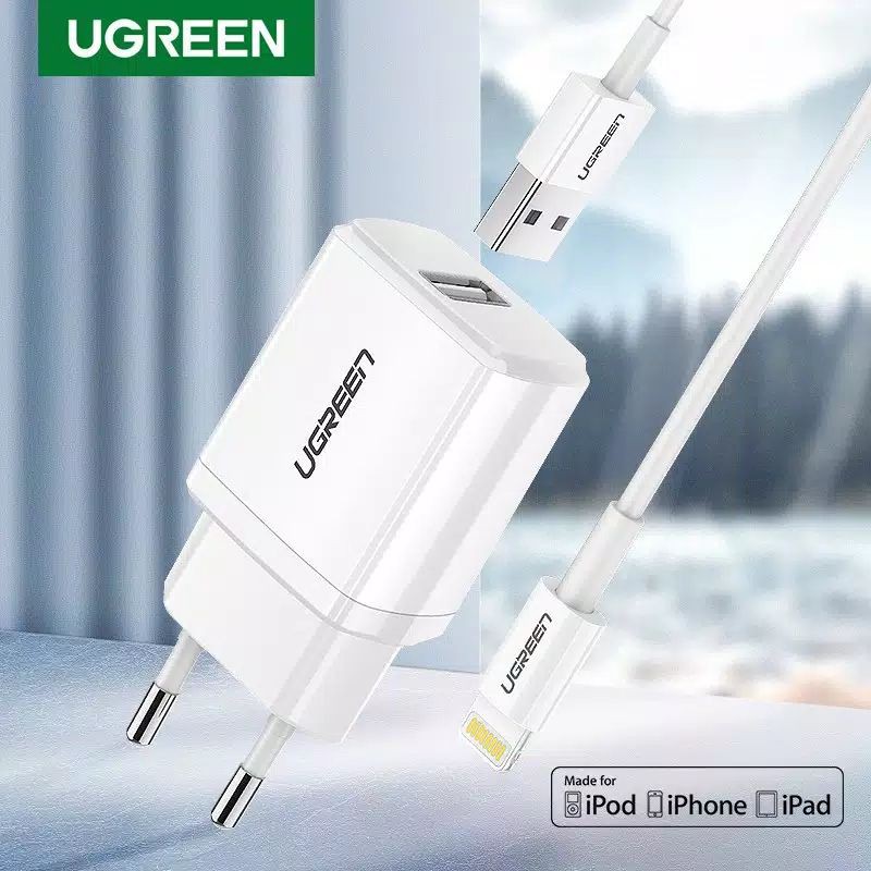 Ugreen 5V2.1A USB Charger With 1 Meter MFI Lightning Cable For Iphone