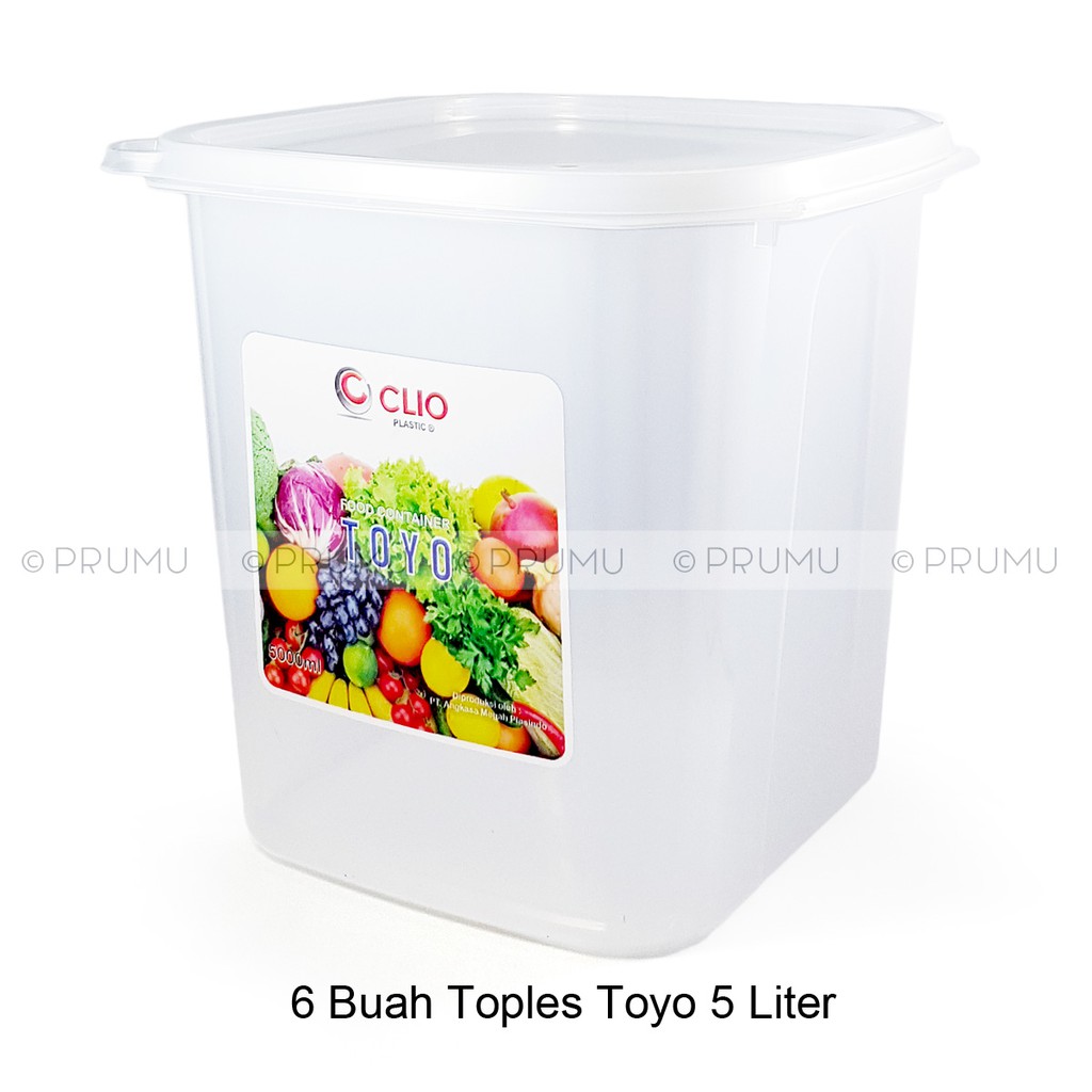 Grosir Toples Plastik 5 Liter - Wadah Makanan - Food Container - Toples Kotak - Toples Bening - Toyo