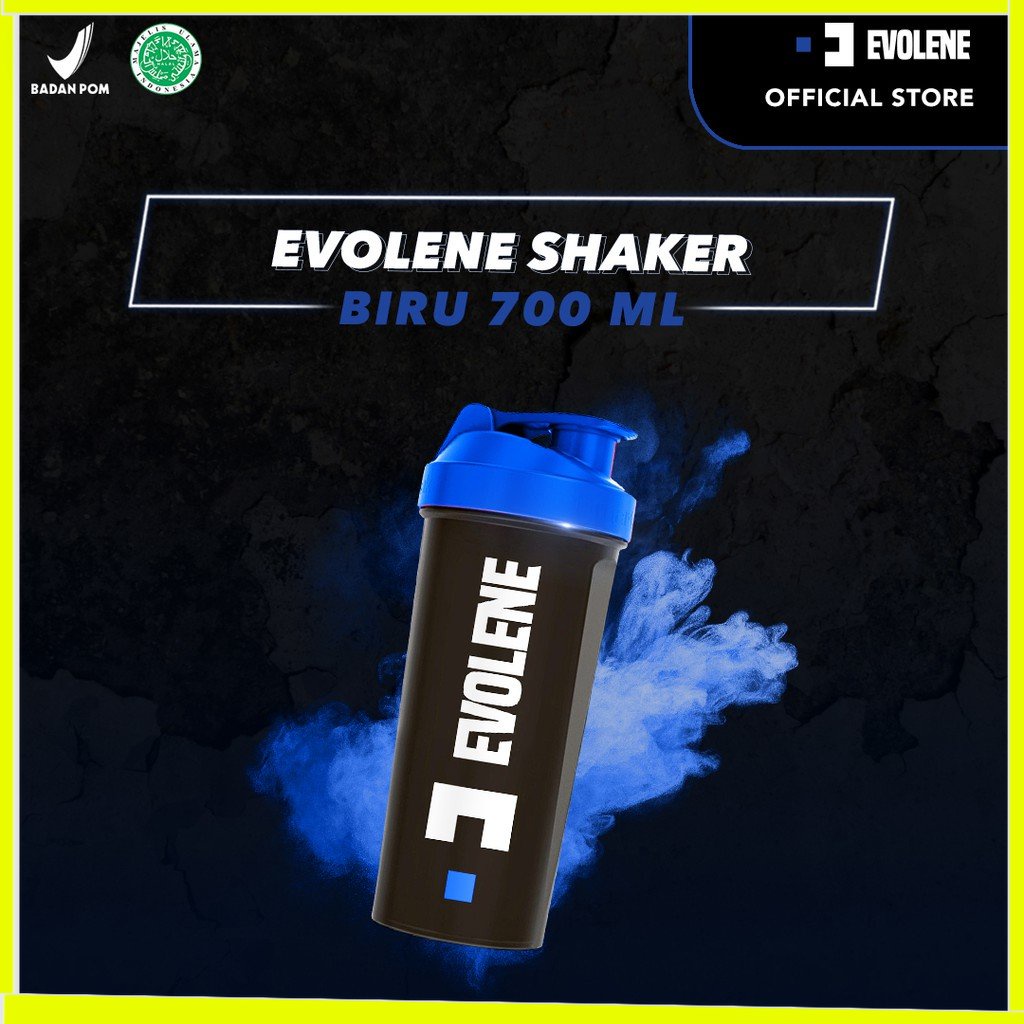 Shaker Protein EVOLENE Food Grade Material Warna BIRU, Ukuran 700 ML. Evolene Evolin Evoline Evolen 