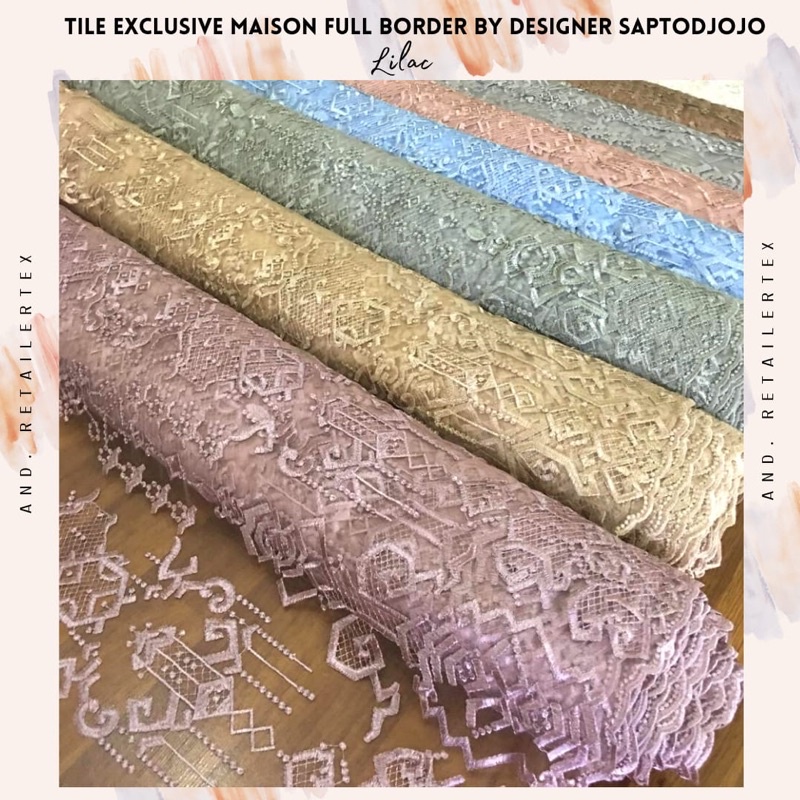 Bahan Kebaya Tile Exclusive Maison by Designer Sapto Full Bordir warna Lilac