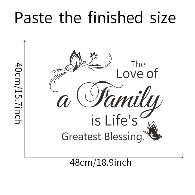 Stiker Dinding Desain Slogan Love of a Family Gaya Modern Untuk Dekorasi Kamar Tidur