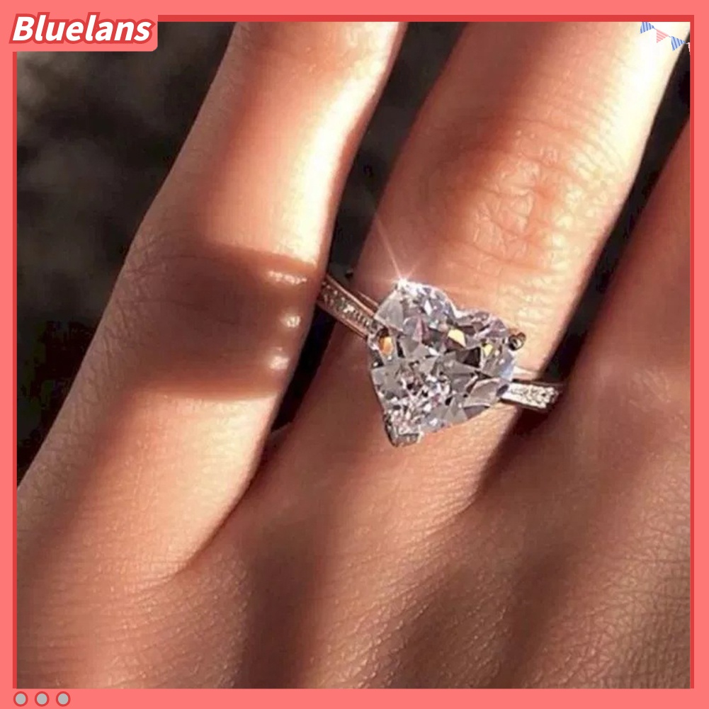 Cincin Jari Cubic Zirconia Bentuk Hati Untuk Wanita