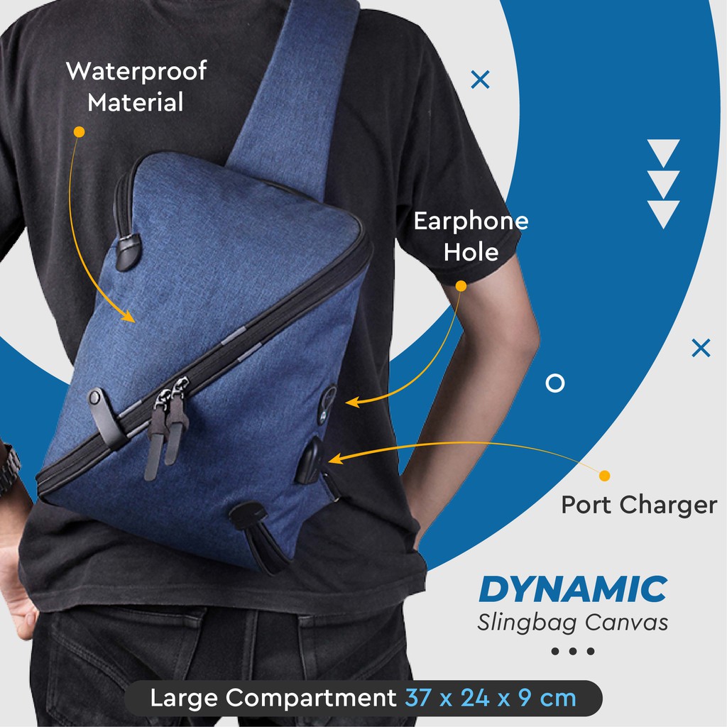 SKIKI91 - Tas Selempang FSA Kanvas Waterproof Sling Bag USB &amp; Earphone Hole HIGH QUALITY