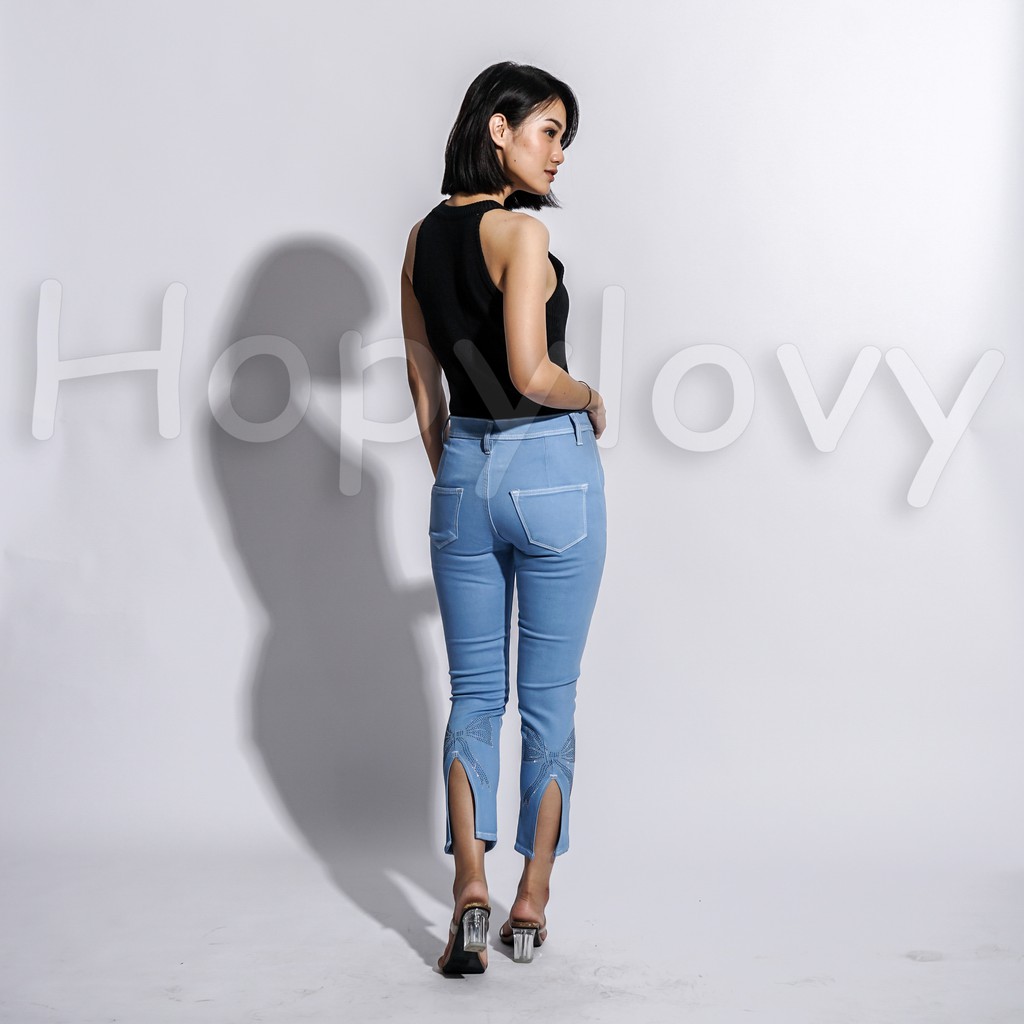 HOPYLOVY - Celana Jeans Highwaist Wanita Mote Pita Keisha