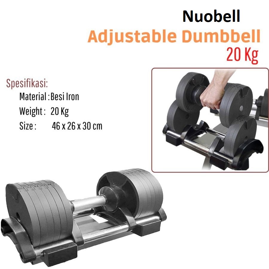 NUOBELL FLEXBELL 20KG Adjustable Dumbell BOWFLEX KETTLER PROFLEX ,POWERBLOCK ,Barbel,latihan beban, alat fitness rumahan, alat angkat berat ,alat olahraga ,alat gym,alat angkat beban