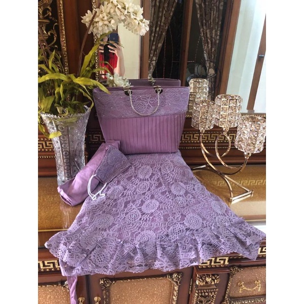 MUKENA BRUKAT FREE MASKER CANTIK MEWAH LILAC PINK SWAROSKI ADEM MAHAR BAGUS GROSIR LEBARAN HAJI