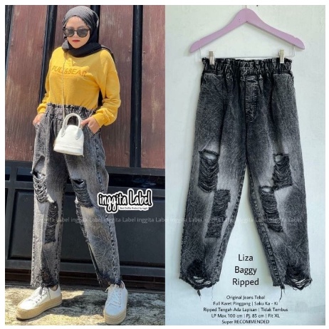 Recomende Baggy jeans ripped LIZA Terpopuler Rekomendasi Influencer Tiktok Selebgram