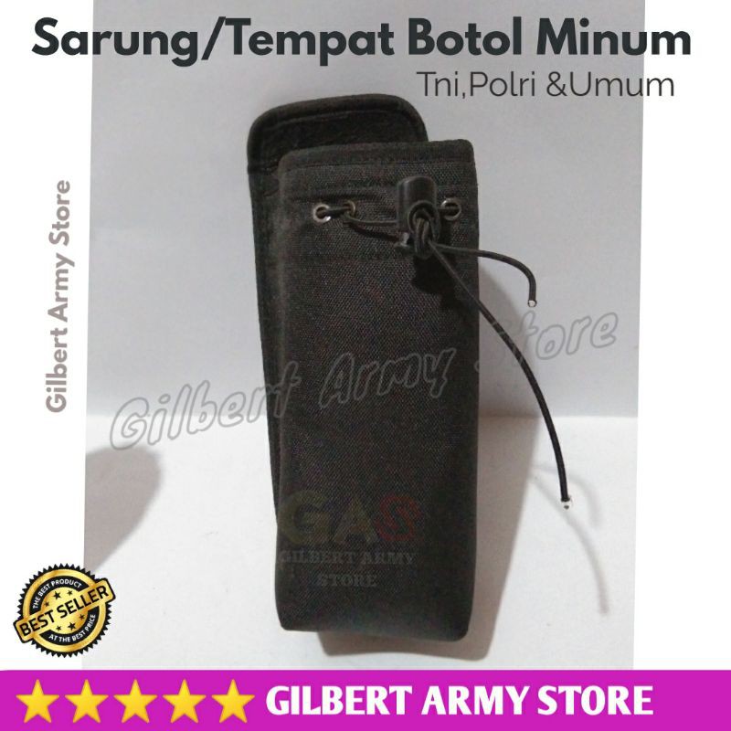 Sarung Tempat Botol Minum Hitam style Tni Polri cordura Kuat awet Gilbert Army Store Grosir Army