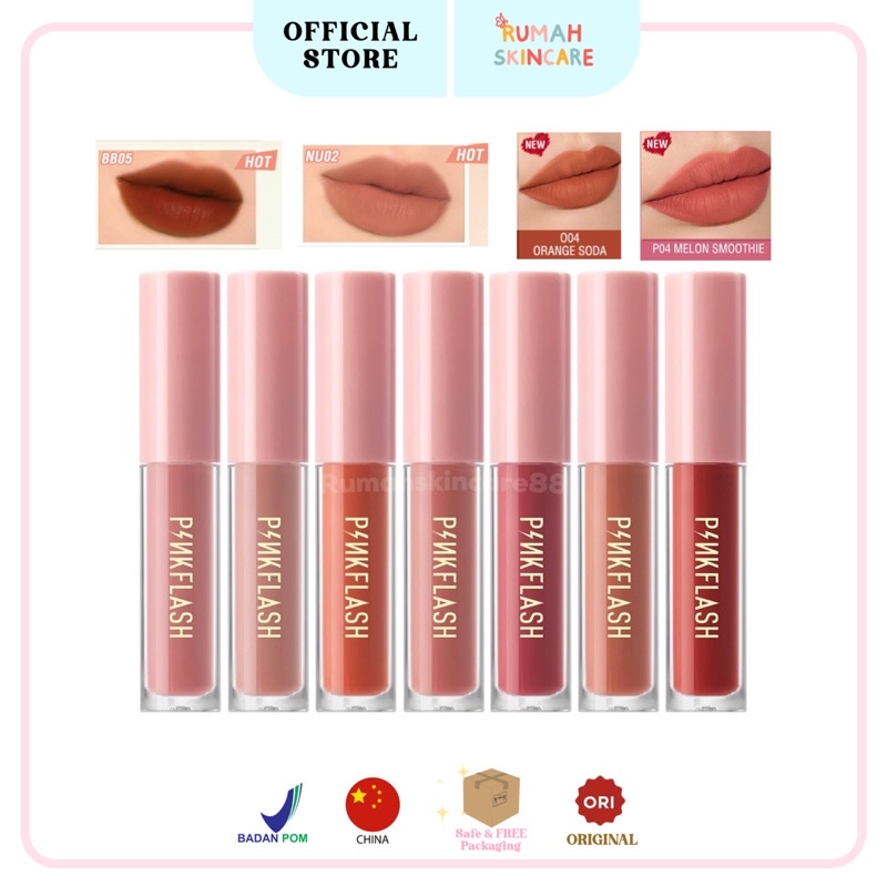 PINKFLASH Lasting Matte Waterproff Soft Lipcream Lembut Lipstick Tahan Lama Long Lasting Lipstik Pink Flash