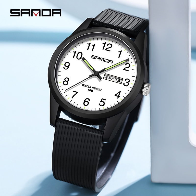 SANDA 6091 Jam Tangan Pria Wanita Analog Sport Tali Rubber Luminous WATCHKITE WKOS