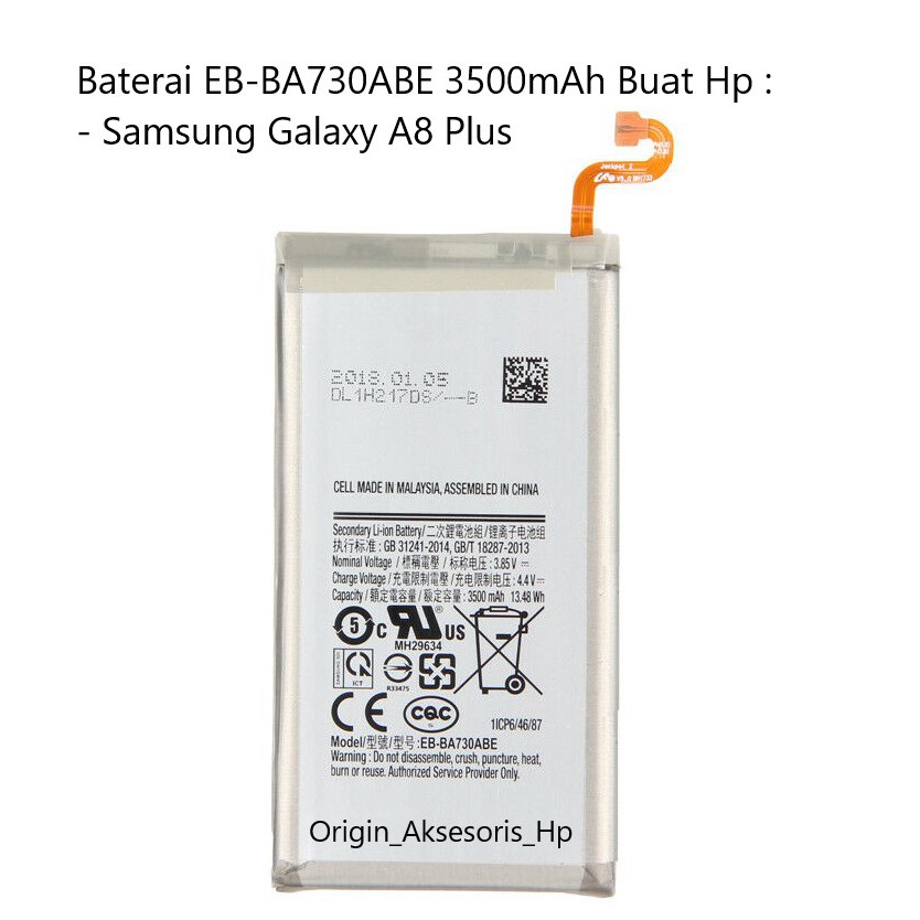 Original Baterai EB-BA730ABE Buat Handphone Samsung Galaxy A8 Plus dc 88