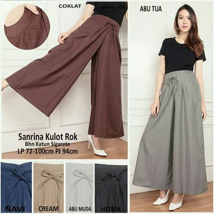 Grab It Fast Celana Kain Wanita Pinggang Karet E20D3 Kulot Kaos Super Jumbo - U I77I3  Celana Kulo