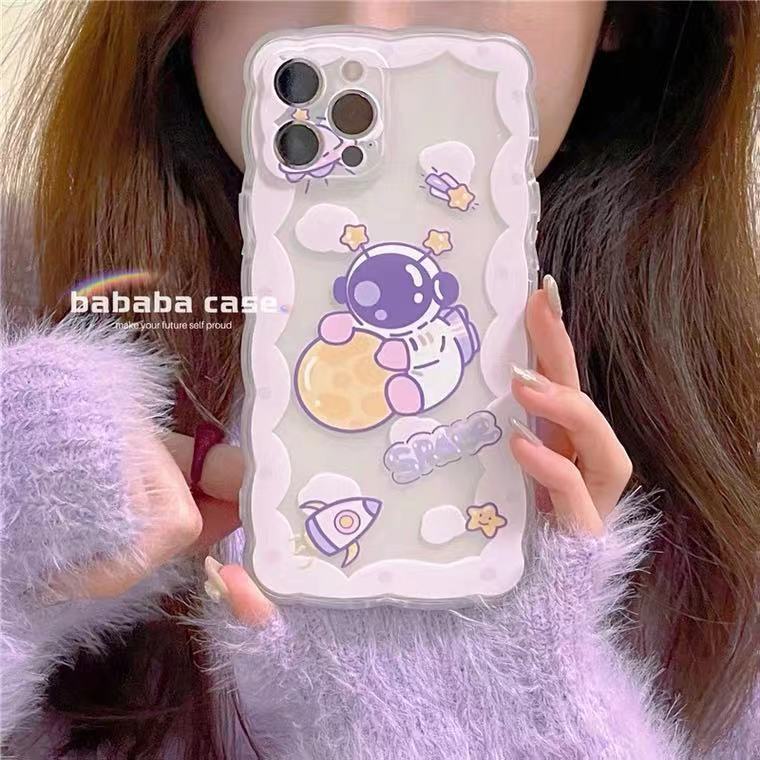 Soft Case Silikon TPU Motif Astronot Untuk Iphone 12 13 SE 6 6S 7 8 Plus X XS XR 11 Pro Max