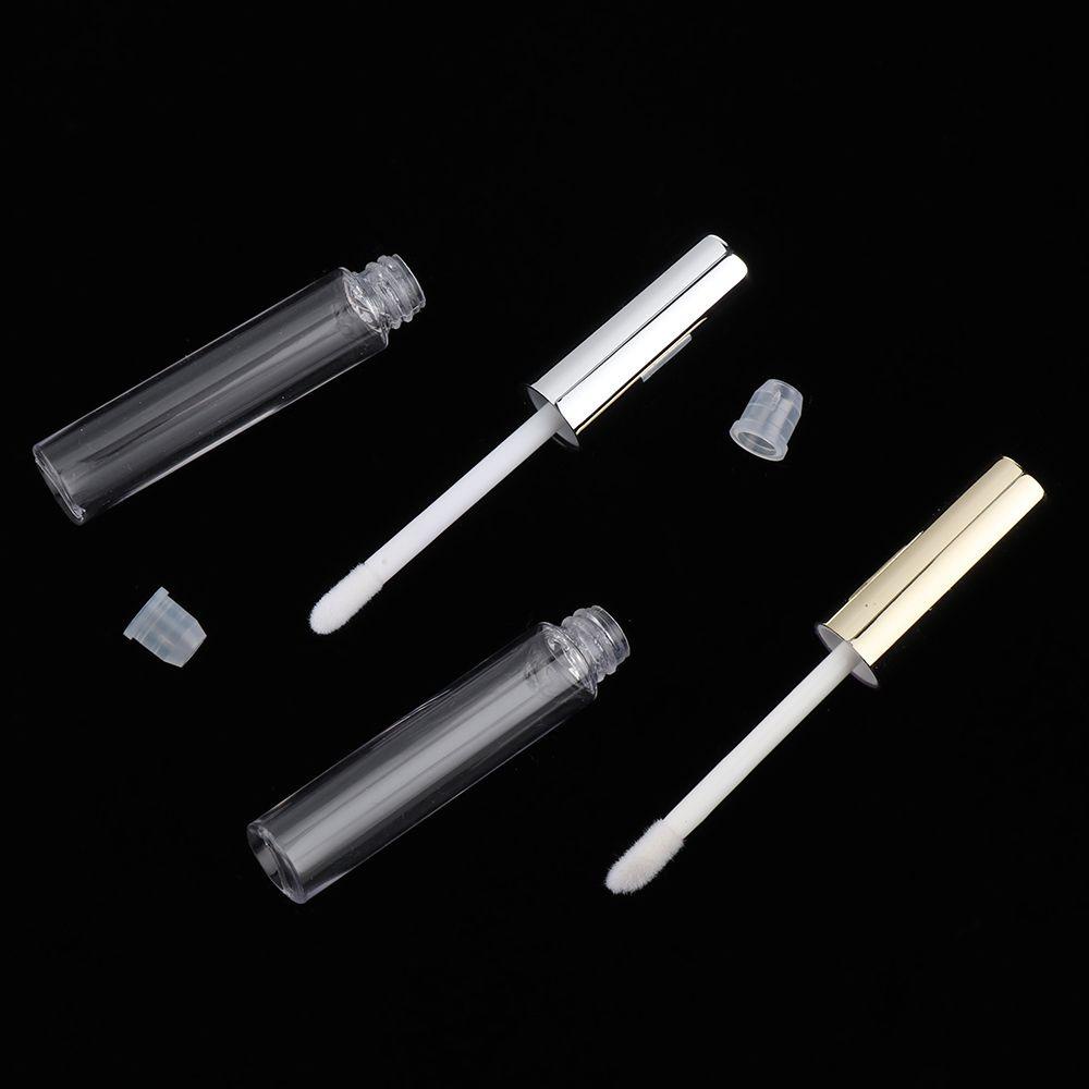 R-flower 2/5Pcs Tabung Lip Gloss Dengan Kuas Portable DIY Kosmetik Ukuran Mini Botol Isi Ulang