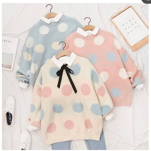 SWEATER RAJUT BIG DOTTY CEWEK TEBAL LUCU