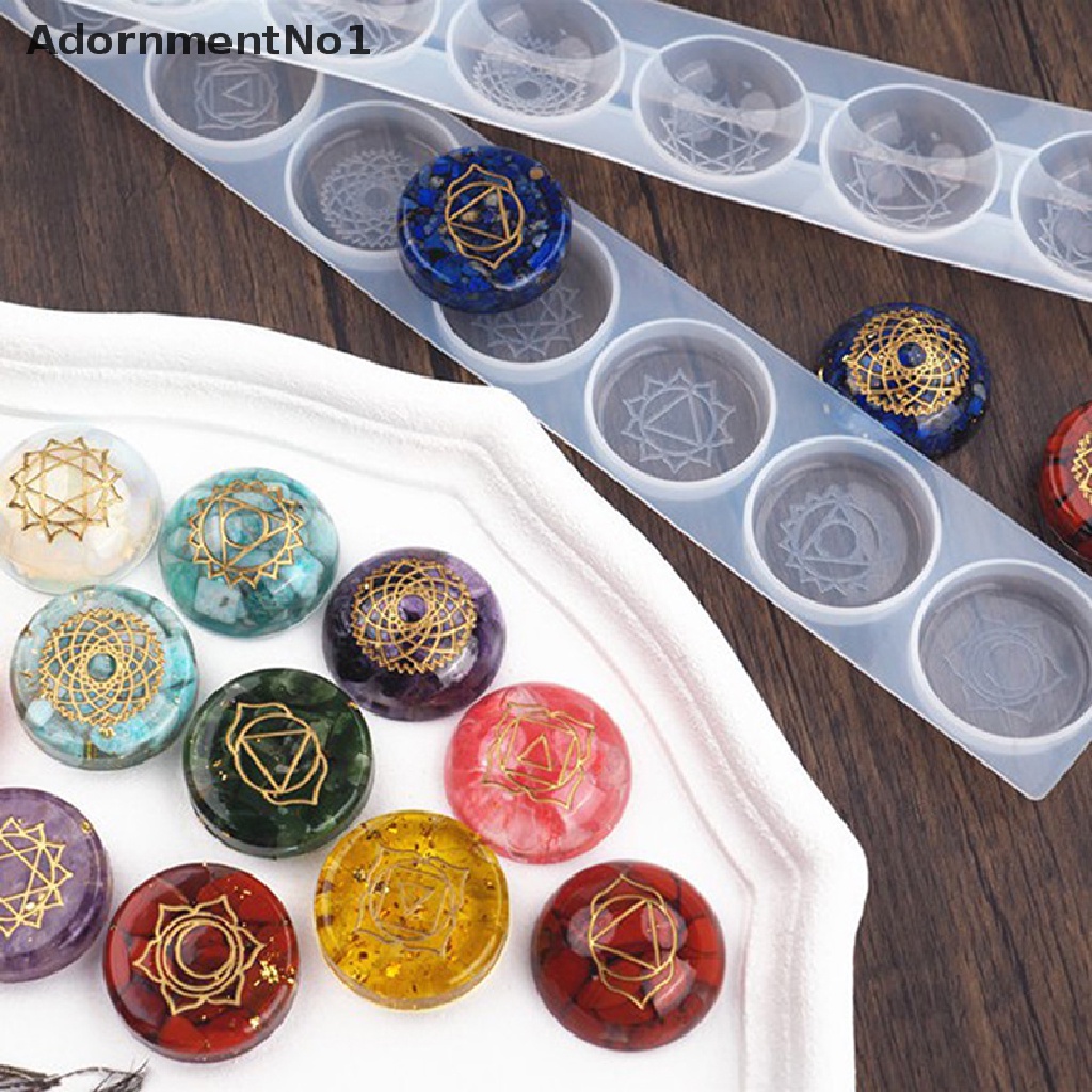 (AdornmentNo1) 2pcs / Set Cetakan Resin UV 7 Chakra Bahan Silikon Untuk Kerajinan Tangan DIY